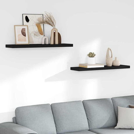 Vidaxl wandschappen zwevend 2 st 90x23,5x3,8 cm mdf zwart