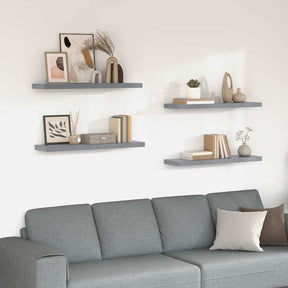Vidaxl wandschappen zwevend 4 st 90x23,5x3,8 cm mdf grijs