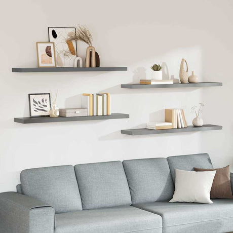 Vidaxl wandschappen zwevend 4 st 120x23,5x3,8 cm mdf grijs