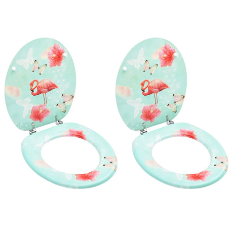 Deski sedesowe Vidaxl z pokrywą 2 szt. Flamingo Mdf