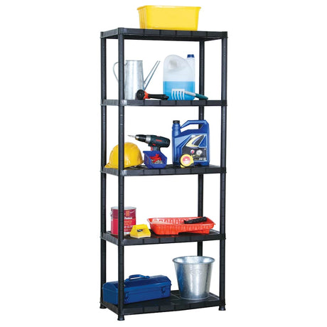 Stojak magazynowy vidaxl 5-warstwowy 71x38x170 cm plastikowy czarny
