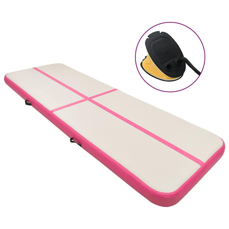 Mata gimnastyczna vidaxl z nadmuchiwaną pompą 300x100x15 cm PVC Róż