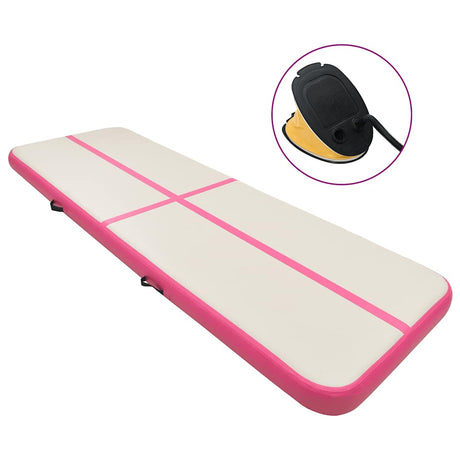 Mata gimnastyczna vidaxl z nadmuchiwaną pompą 400x100x15 cm PVC Róż