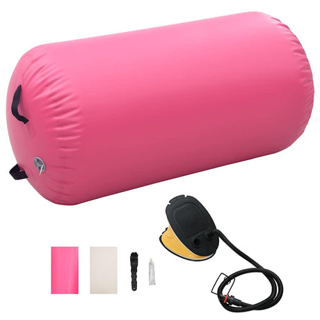 Vidaxl Gymnastics Rola z nadmuchiwaną pompą 120x75 cm PVC Róż