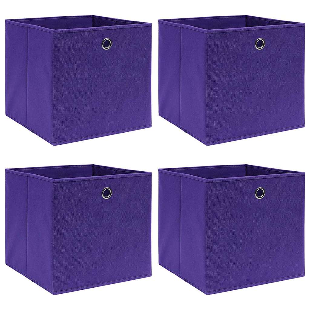 Vidaxl Storage Boxes 4 szt. 28x28x28 cm bez tlenki fioletowy
