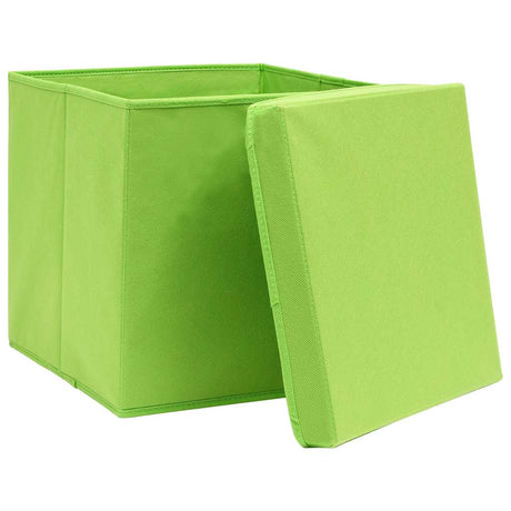 Skrzynki magazynowe vidaxl z pokrywką 4 szt. 28x28x28 cm zielony