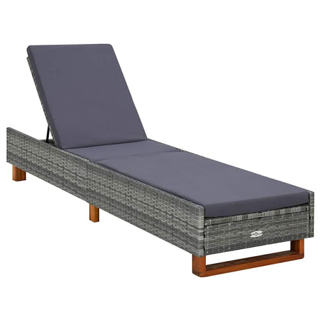 Vidaxl ligbed met kussen poly rattan grijs