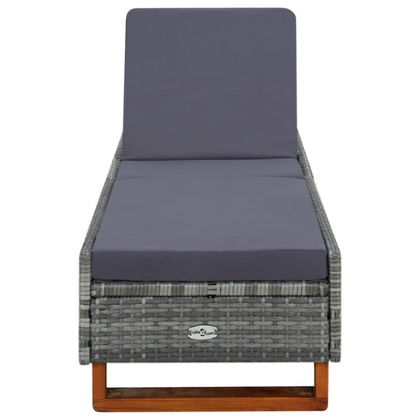 Vidaxl ligbed met kussen poly rattan grijs