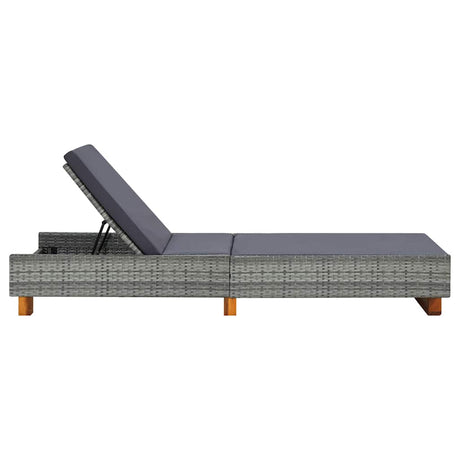 Vidaxl ligbed met kussen poly rattan grijs