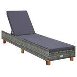 Vidaxl ligbed met kussen poly rattan grijs