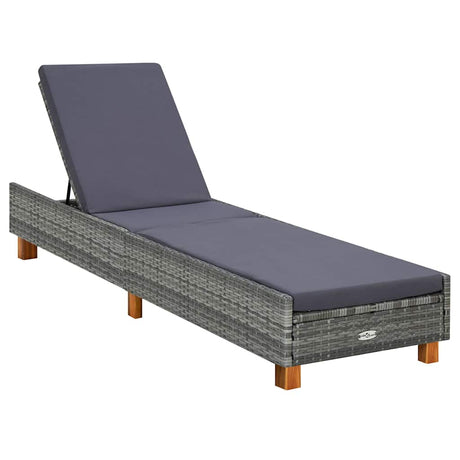 Vidaxl ligbed met kussen poly rattan grijs