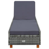 Vidaxl ligbed met kussen poly rattan grijs
