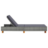 Vidaxl ligbed met kussen poly rattan grijs