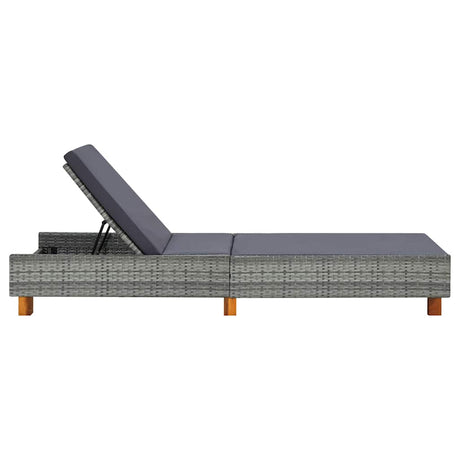 Vidaxl ligbed met kussen poly rattan grijs