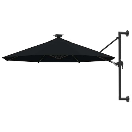 Vidaxl Wall Parasol z diodami LED 300 cm czarny