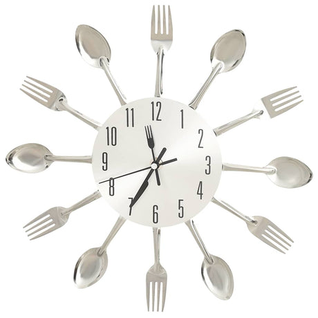 Vidaxl zegar ścienny łyżka i faj 31 cm aluminiowa srebrna