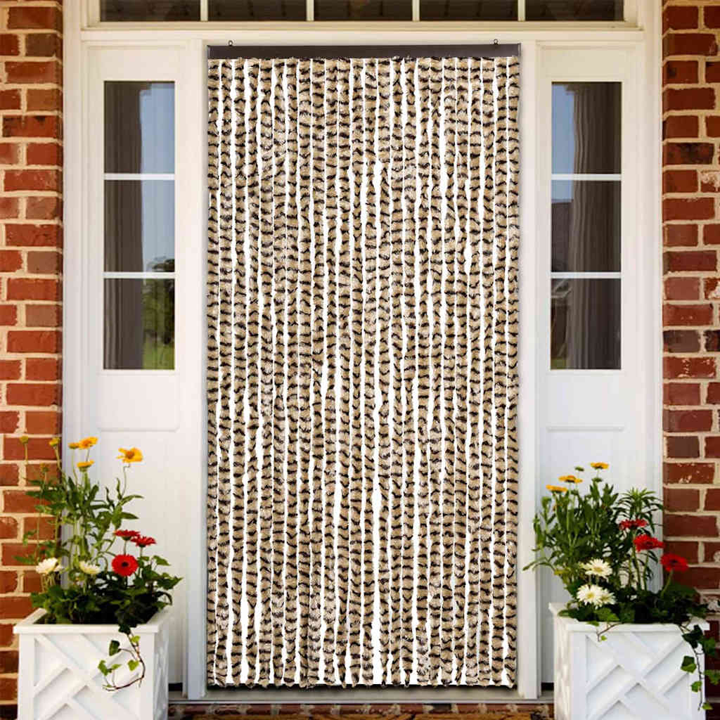 Vidaxl Fly Curtain 100x220 cm Chenille Beige and Brown