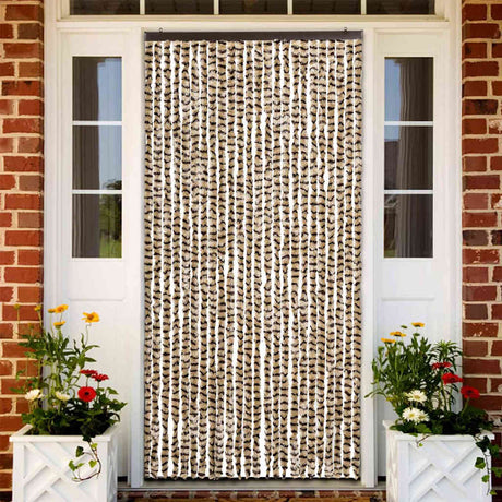 Vidaxl Fly Curtain 100x220 cm Chenille Beige and Brown