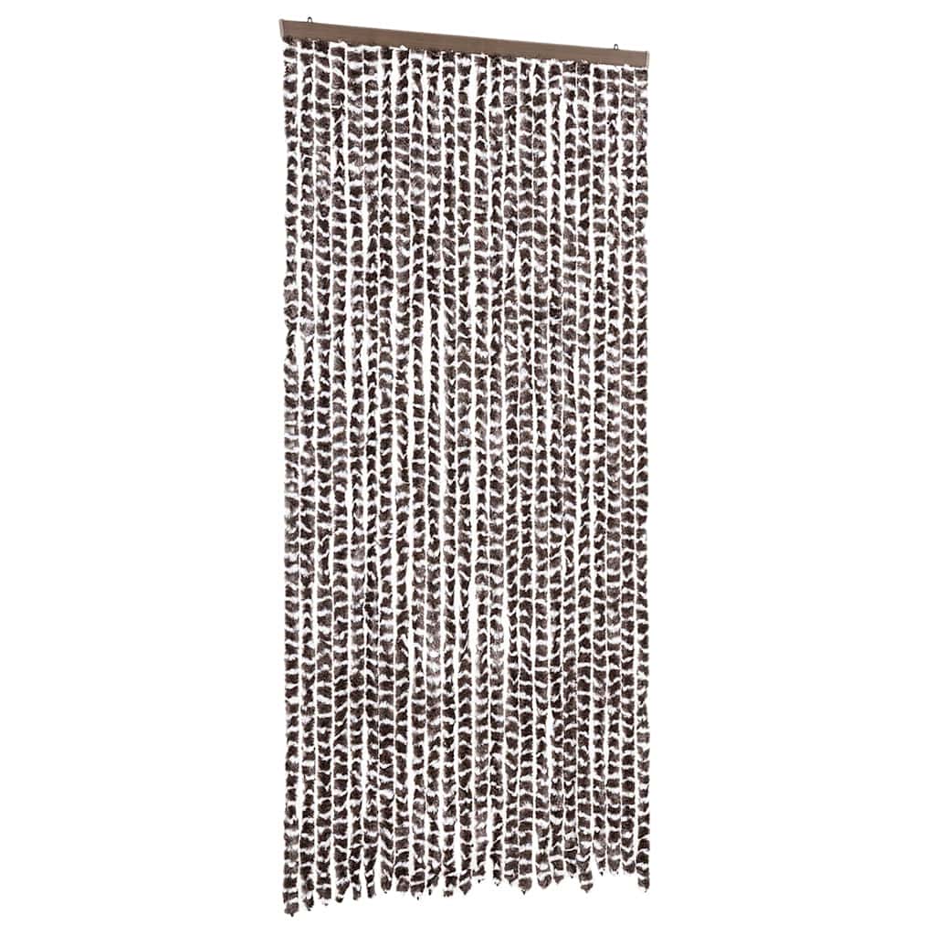 Vidaxl Fly Curtain 100x220 cm Chenille Brown and White