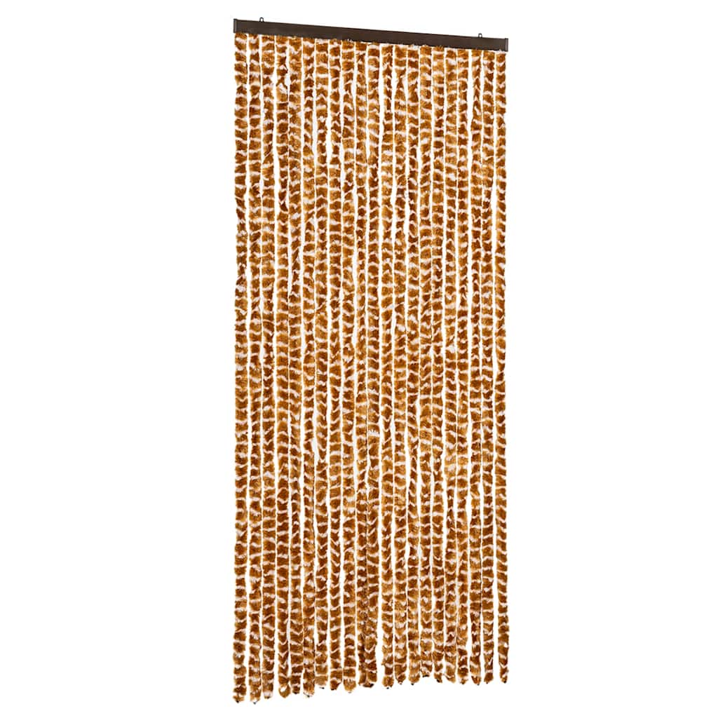 Vidaxl Fly Curtain 90x220 cm Chenille Ocher and White