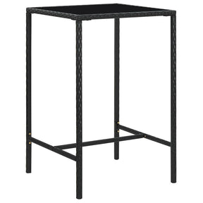 Vidaxl tuinbartafel 70x70x110 cm poly rattan en glas zwart