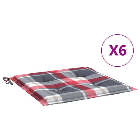 Vidaxl tuinstoelkussens 6 st 40x40x3 cm oxford stof ruitpatroon rood