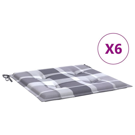 Vidaxl tuinstoelkussens 6 st 50x50x3 cm oxford stof ruitpatroon grijs