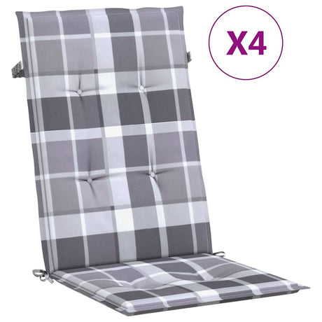 Vidaxl Garden krzesło Poduszki 4 szt. 120x50x3 cm tkaniny diamentowy wzór szary