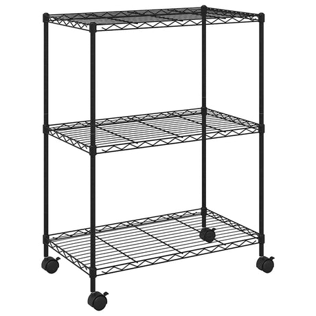 Stojak magazynowy vidaxl z kółkami 3-warstwowy 60x35x81 cm 150 kg czarny
