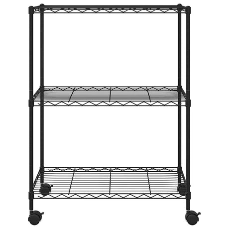 Stojak magazynowy vidaxl z kółkami 3-warstwowy 60x35x81 cm 150 kg czarny