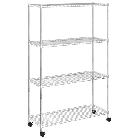 Vidaxl Storage Rack 4-warstwowe kółki 200 kg 90x35x142 cm Chrome w kolorze
