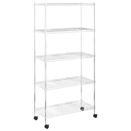 Vidaxl Storage Rack 5-warstwowy z kółkami 250 kg 75x35x155 cm Chrome w kolorze