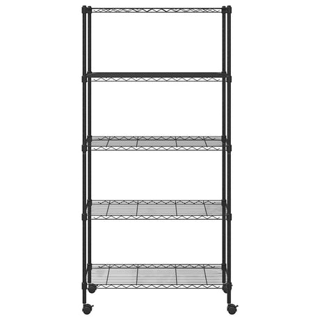5-warstwowy stojak do przechowywania vidaxl z kółkami 250 kg 75x35x155 cm czarny
