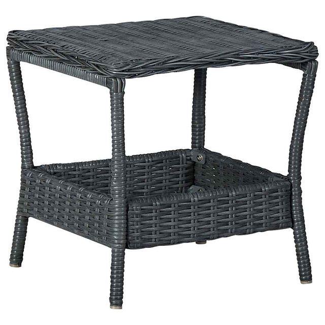 Vidaxl tuintafel 45x45x46,5 cm poly rattan donkergrijs