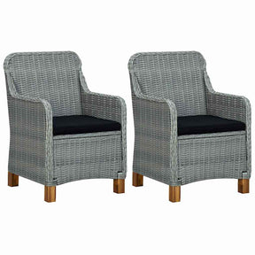 Vidaxl tuinstoelen 2 st met kussens poly rattan lichtgrijs