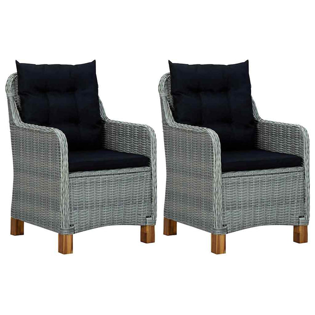 Vidaxl tuinstoelen 2 st met kussens poly rattan lichtgrijs