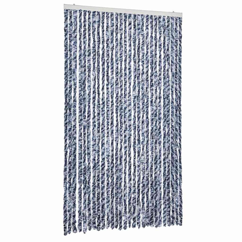 Vidaxl Fly Curtain 118x220 cm Chenille Blue and White