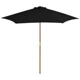 Vidaxl Parasol z drewnianym słupem 270 cm czarnym