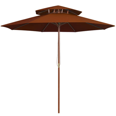 Vidaxl Parasol Double -Tecker z drewnianym słupem 270 cm Terracotta -Colored
