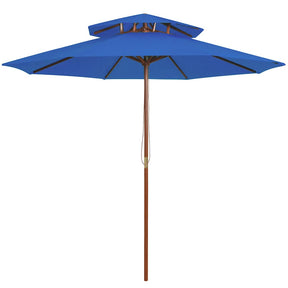 Vidaxl Parasol Double Decker z drewnianym słupem 270 cm niebieskim