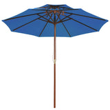 Vidaxl Parasol Double Decker z drewnianym słupem 270 cm niebieskim