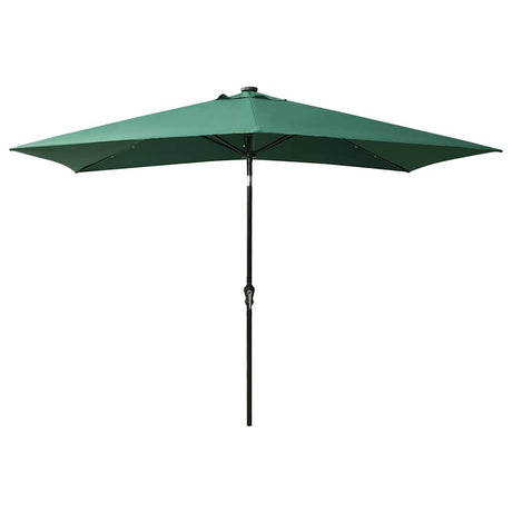 Vidaxl Parasol z diodami diodami i stalowym biegunem 2x3 m zielonym