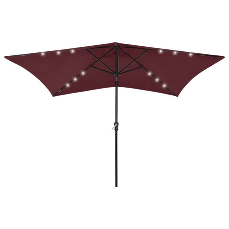 Vidaxl Parasol z diodami diodami i stalowym biegunem 2x3 m Bordeaux Red