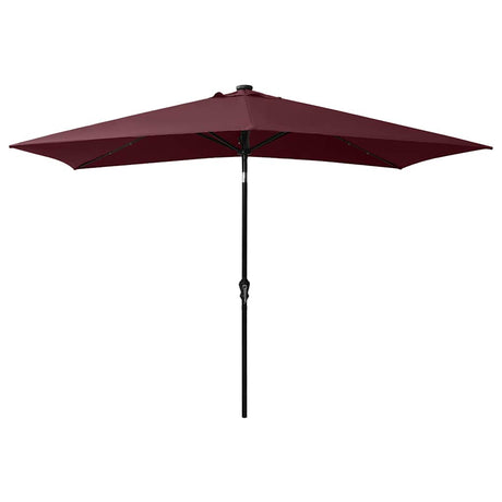 Vidaxl Parasol z diodami diodami i stalowym biegunem 2x3 m Bordeaux Red