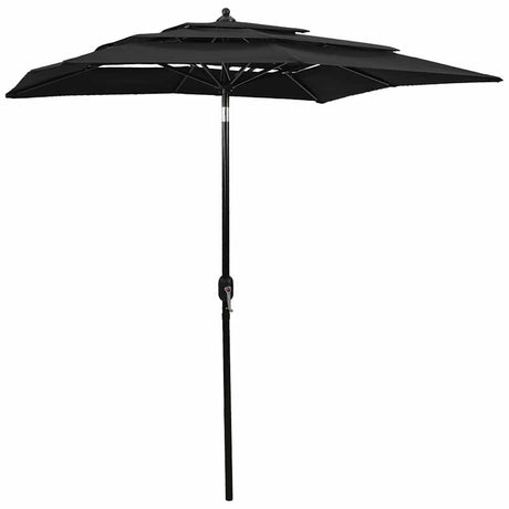 Vidaxl Parasol 3-warstwowy z aluminiowym biegunem 2x2 m czarny