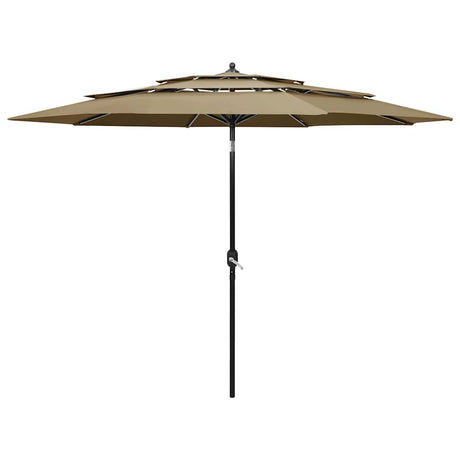 VIDAXL Parasol 3-warstwowy z aluminiowym biegunem 3 m taupe