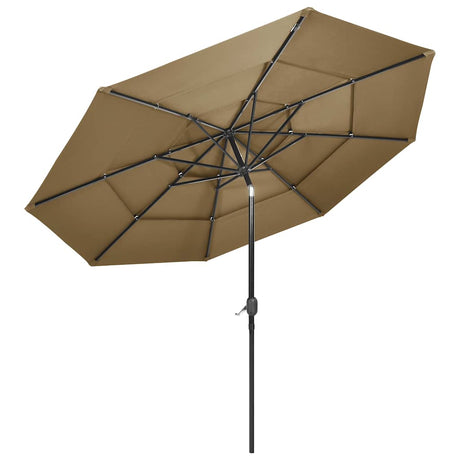 VIDAXL Parasol 3-warstwowy z aluminiowym biegunem 3 m taupe