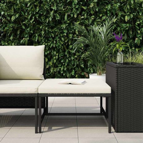 Vidaxl voetensteun sectioneel met kussen poly rattan zwart