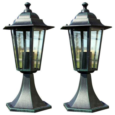 Lampy ogrodowe VidaXL 2 szt. aluminium, ciemnozielone, czarne