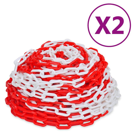 Łańcuchy zabezpieczające Vidaxxl 2 szt. 30 m plastikowe czerwono-białe